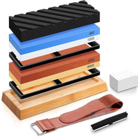 Thumbnail for Whetstone Knife Sharpening Stone Set 400 1000 3000 8000 Grit with Bamboo Base