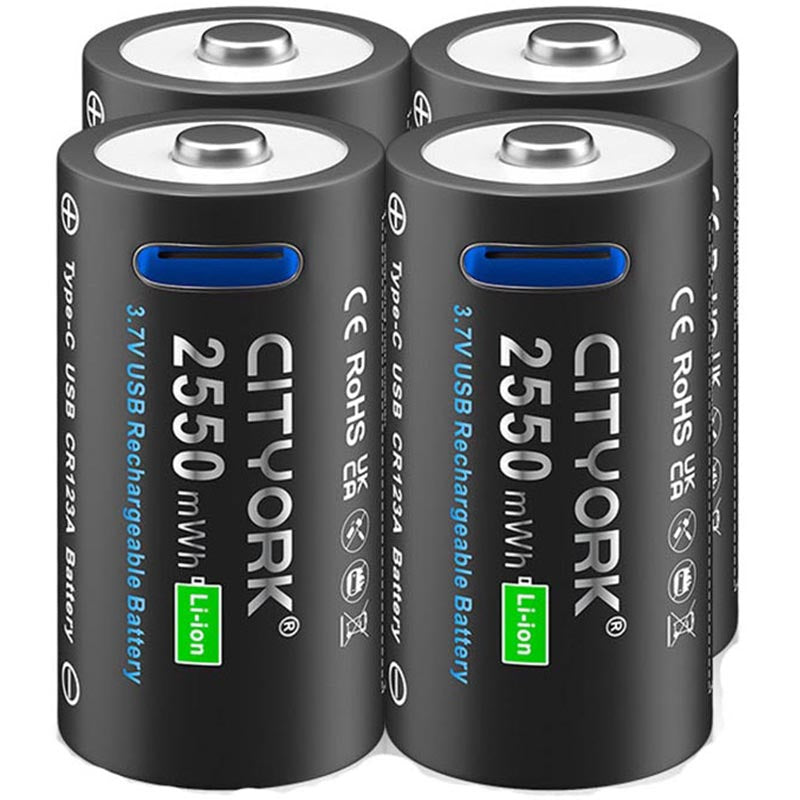 CR123A rechargeable battery pack with Type-C cable