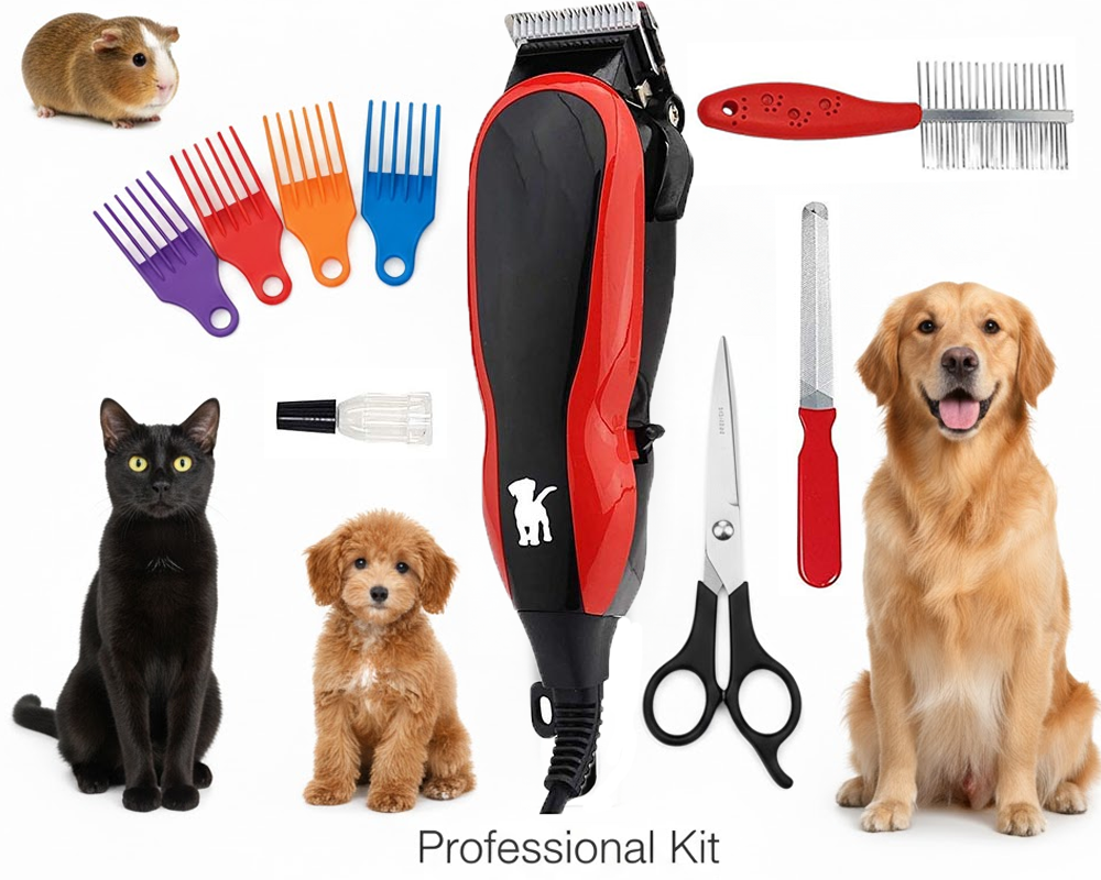Pet hair clipper with brush