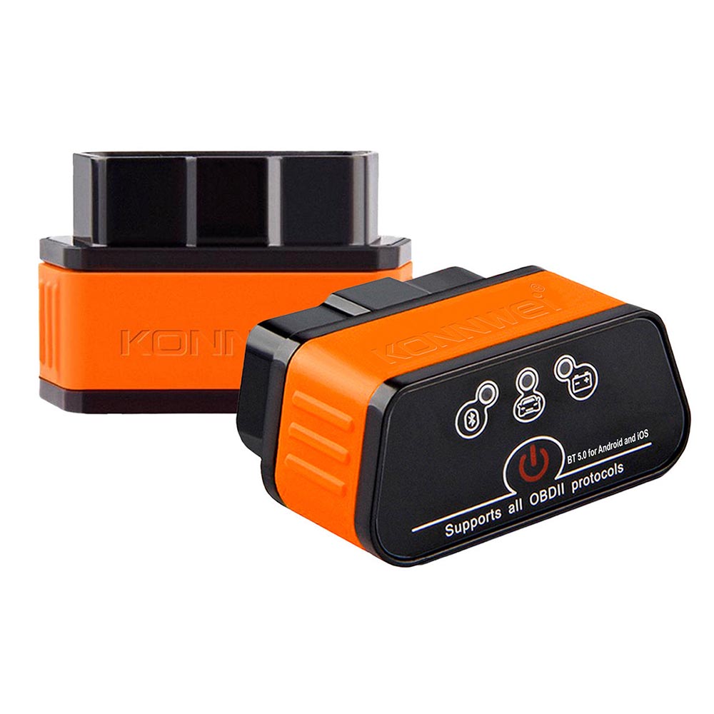 OBD2 Bluetooth scanner KW903 plugged into vehicle diagnostic port