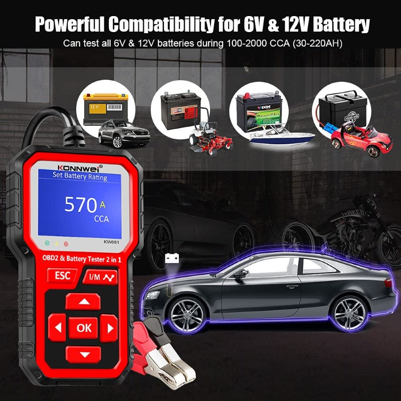 KONNWEI KW681 OBD2 Scanner 6V 12V