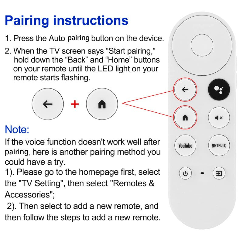 Compatible Google Chromecast 4K TV Remote Control