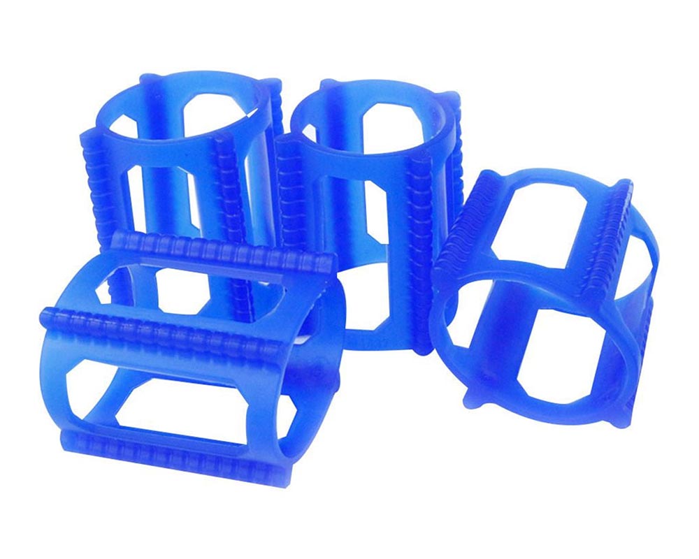 Set of four blue wheel stop covers