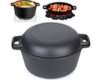 Thumbnail for Cast Iron Dutch Oven 2 in 1 Cast Iron Dutch Oven Skillet Lid Set