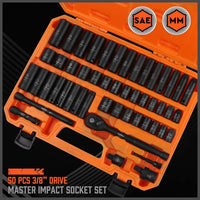 Thumbnail for HORUSDY 3/8inch Drive Impact Socket Set 50Piece