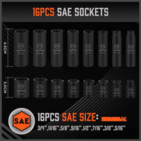 Thumbnail for HORUSDY 3/8inch Drive Impact Socket Set 50Piece