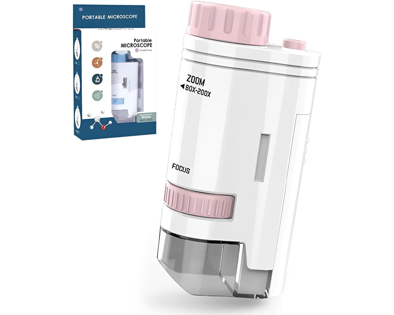 Kids Portable Microscope – 60X–200X Zoom Kids Portable Microscope with LED Light