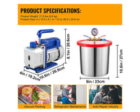 Thumbnail for 3CFM Vacuum Chamber Degassing 12L Vacuum Pump Air Condition Gauge