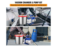Thumbnail for 3CFM Vacuum Chamber Degassing 12L Vacuum Pump Air Condition Gauge