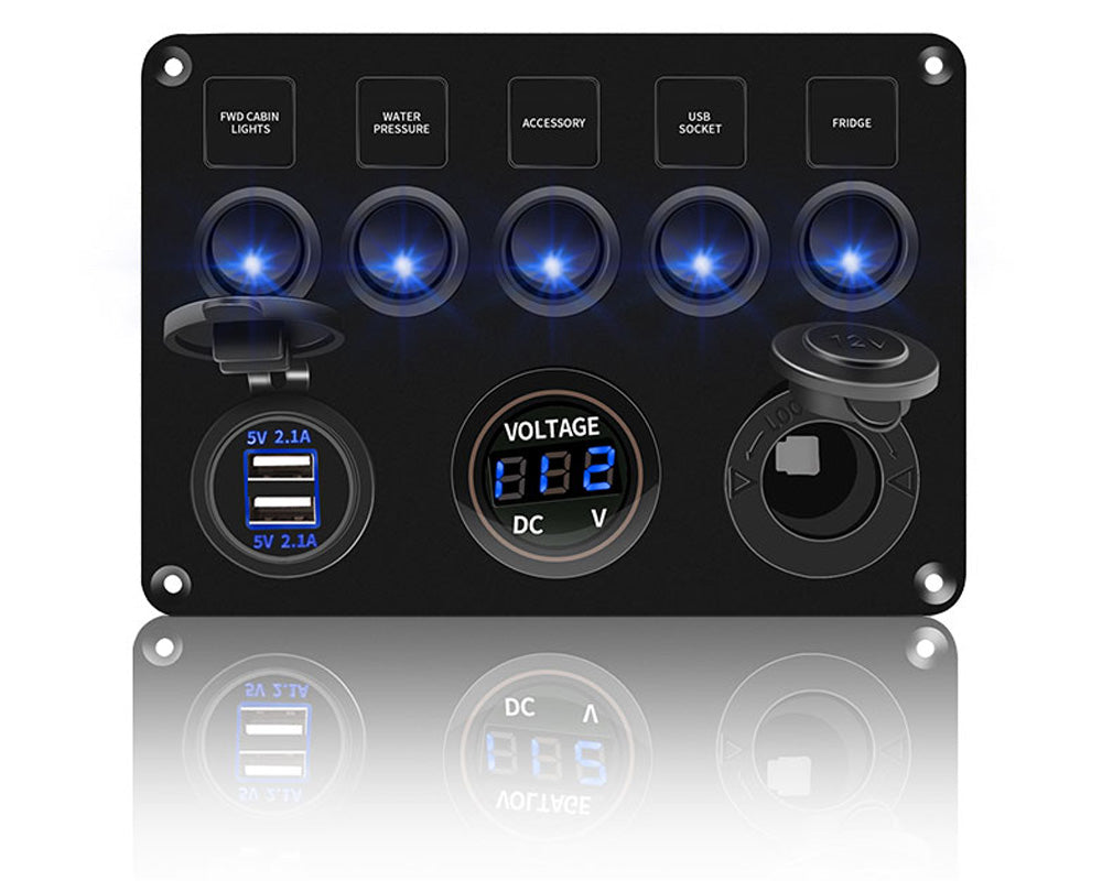 5 Gang Rocker Switch Panel