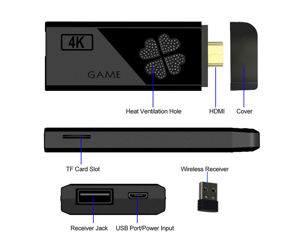 4K Wireless HDMI TV Gaming Stick Console
