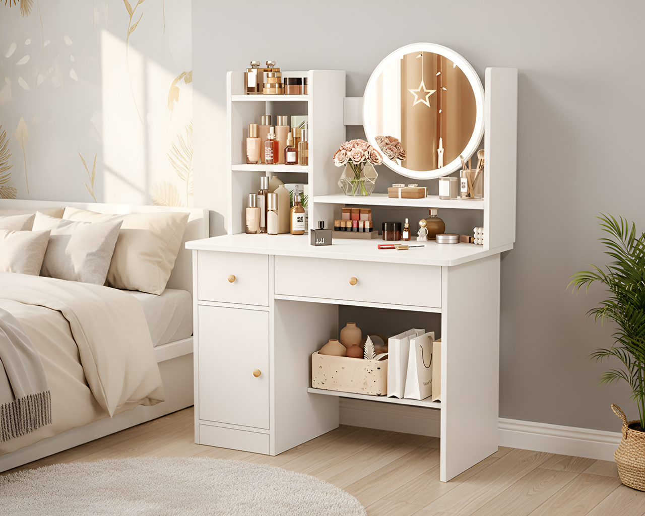 easy assemble vanity desk