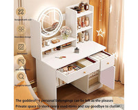 Thumbnail for Dressing table drawers and shelves open for storage