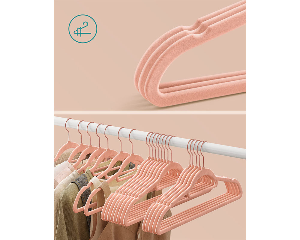 Kids Baby Velvet Coat Hangers Rose Pink (Set of 50)