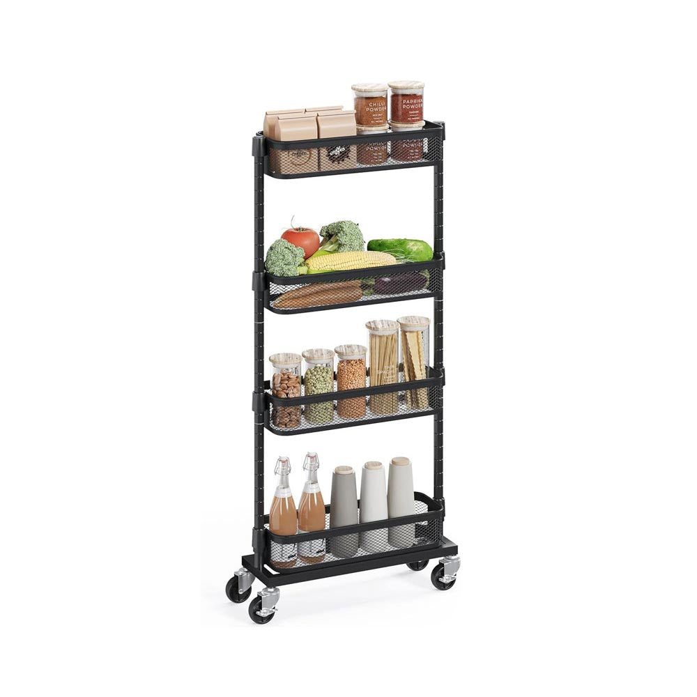 Slim Kitchen Trolley 4 Tier Rolling Storage Cart