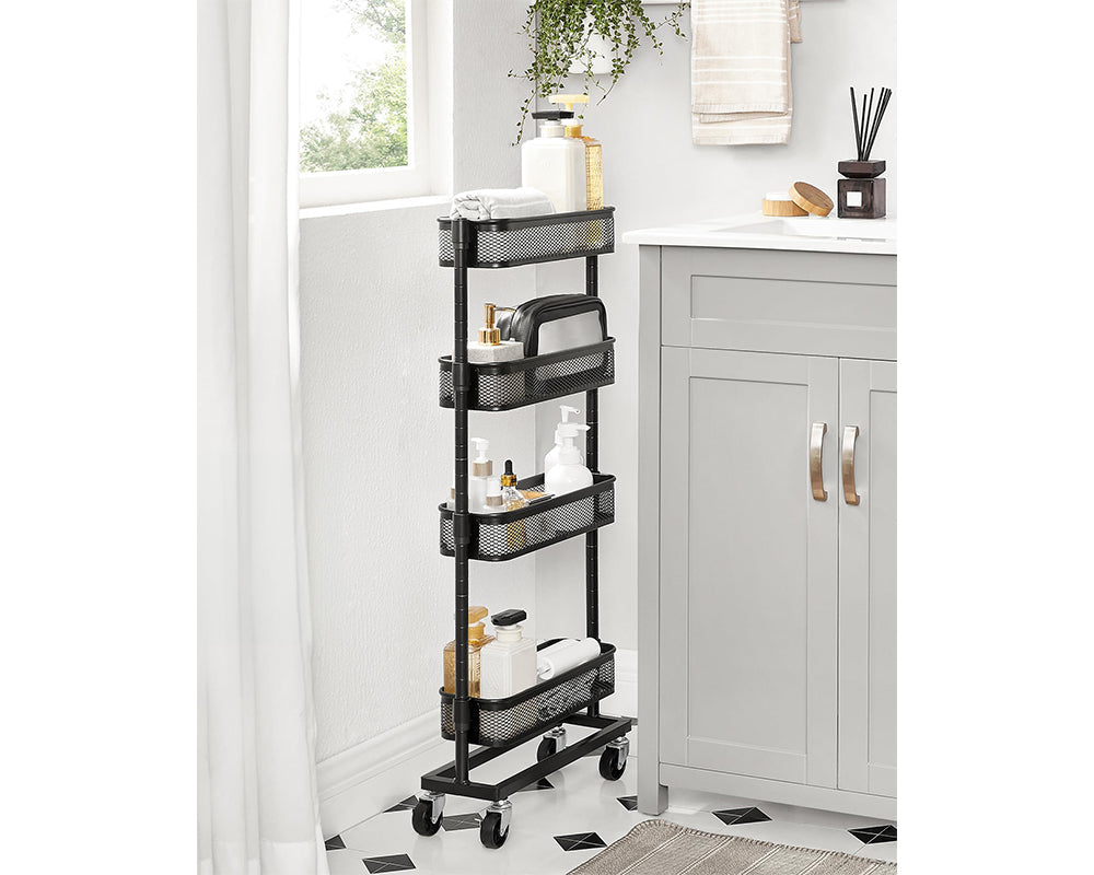 Slim Kitchen Trolley 4 Tier Rolling Storage Cart