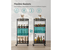 Thumbnail for Slim Kitchen Trolley 4 Tier Rolling Storage Cart
