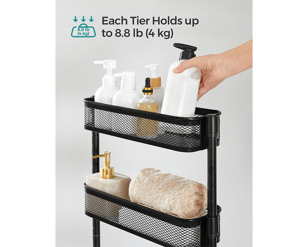 Slim Kitchen Trolley 4 Tier Rolling Storage Cart