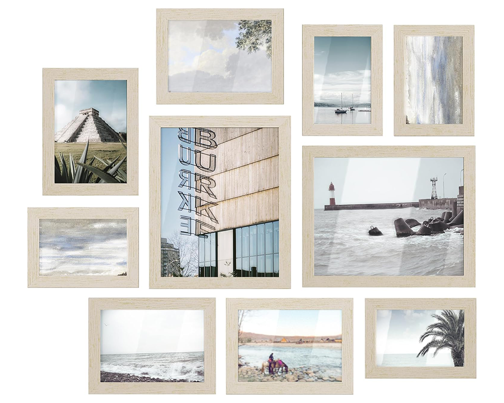 Photo frames set 10-pack front view natural beige