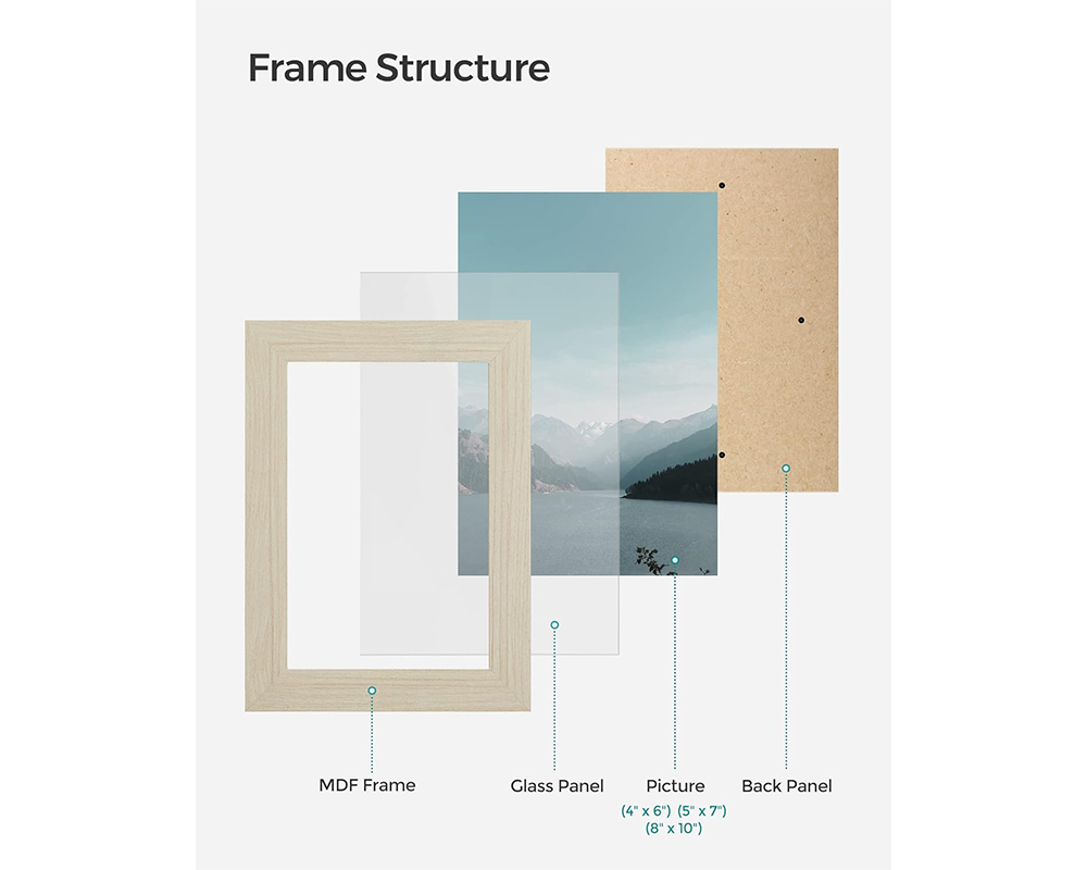 Close-up of MDF frame with beige finish