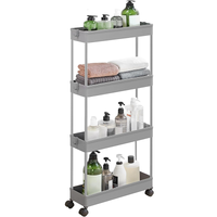Thumbnail for Kitchen Storage Trolley 4-tier with baskets and hooks
