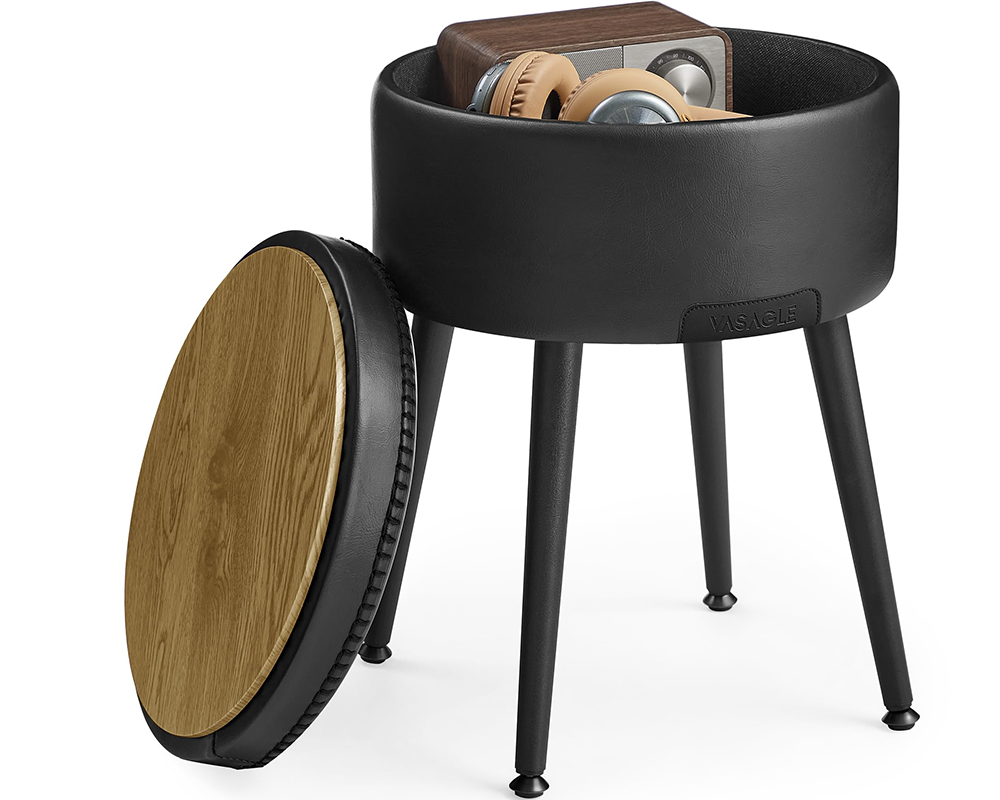 Stylish black ottoman stool