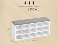 Thumbnail for VASAGLE Shoe Rack Bench Shoe Storage Bench Shoe Rack