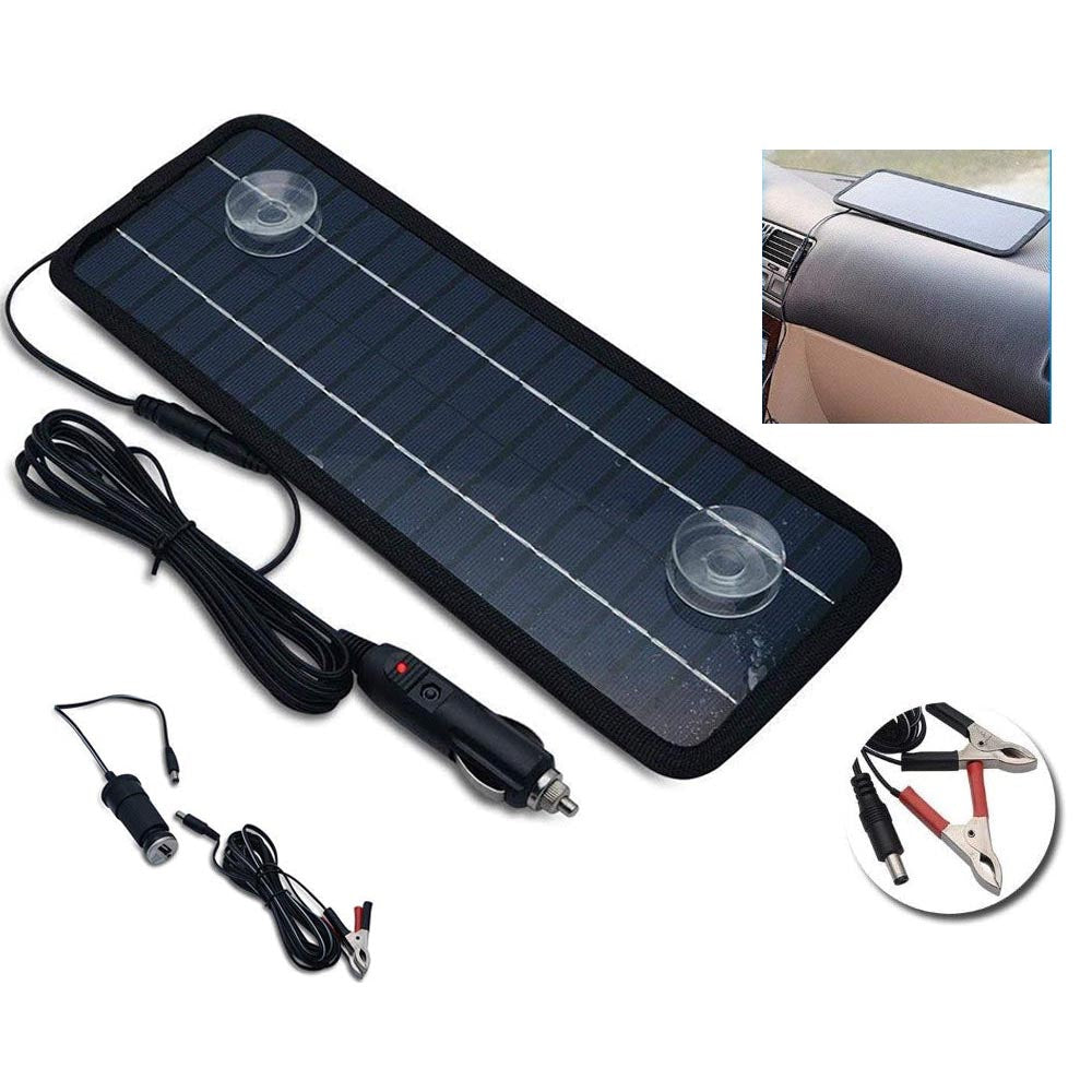 Solar car battery charger for 12V vehicle batteries