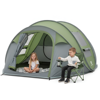 Thumbnail for Camping tent 2-3 person pop up front door open showing interior