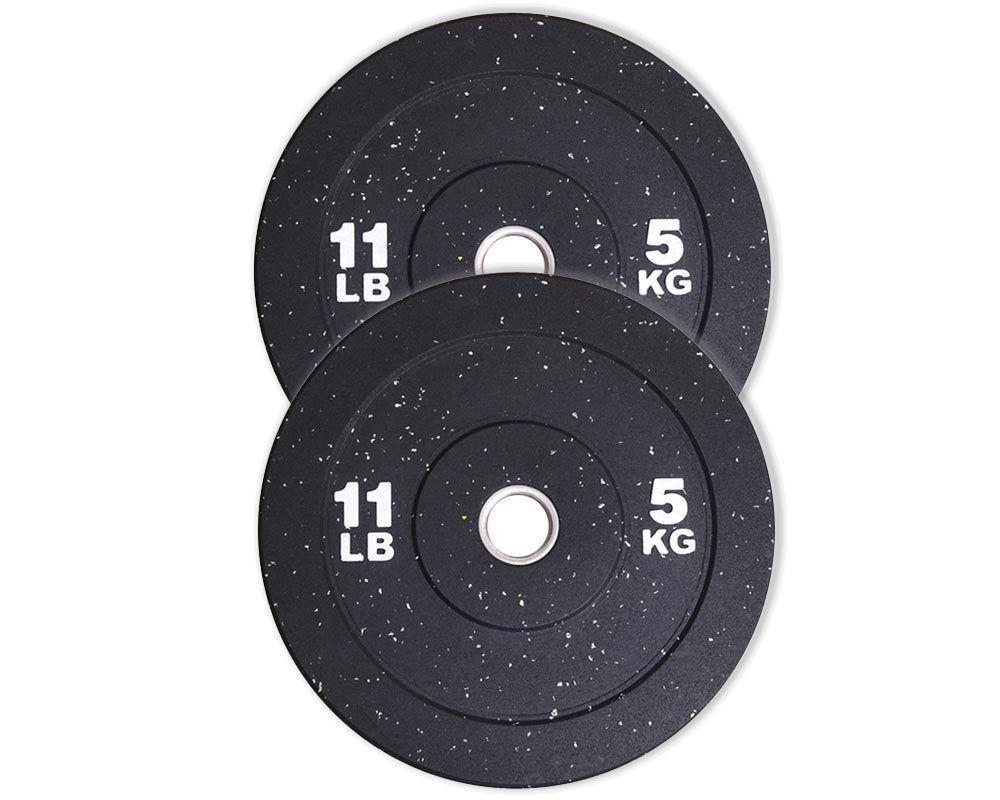 Weight plates on Olympic barbell