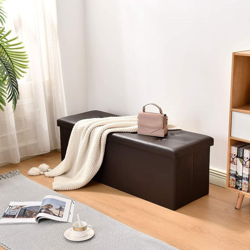 Coffee color storage ottoman