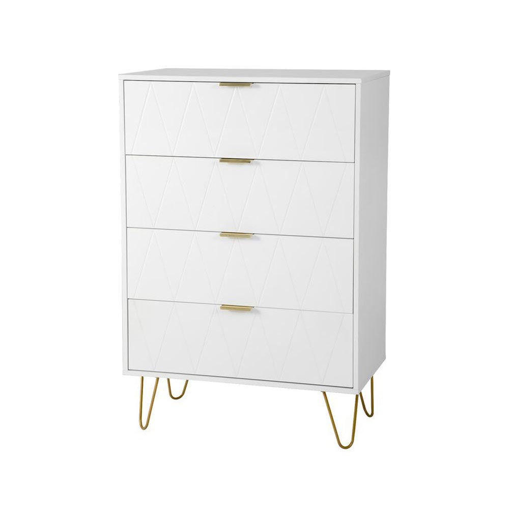 Tallboy Chest of Drawers -  4-Drawer Dressers for Bedroom (White)