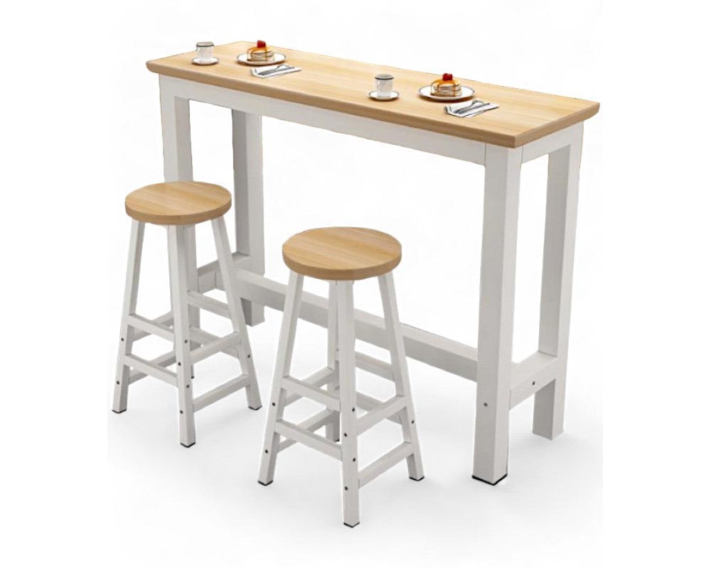Bar table set for dining