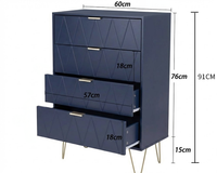 Thumbnail for Waterproof finish on navy blue tallboy chest of drawers