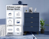 Thumbnail for Tallboy Chest of Drawers - 4-Drawer Dressers for Bedroom (Navy)