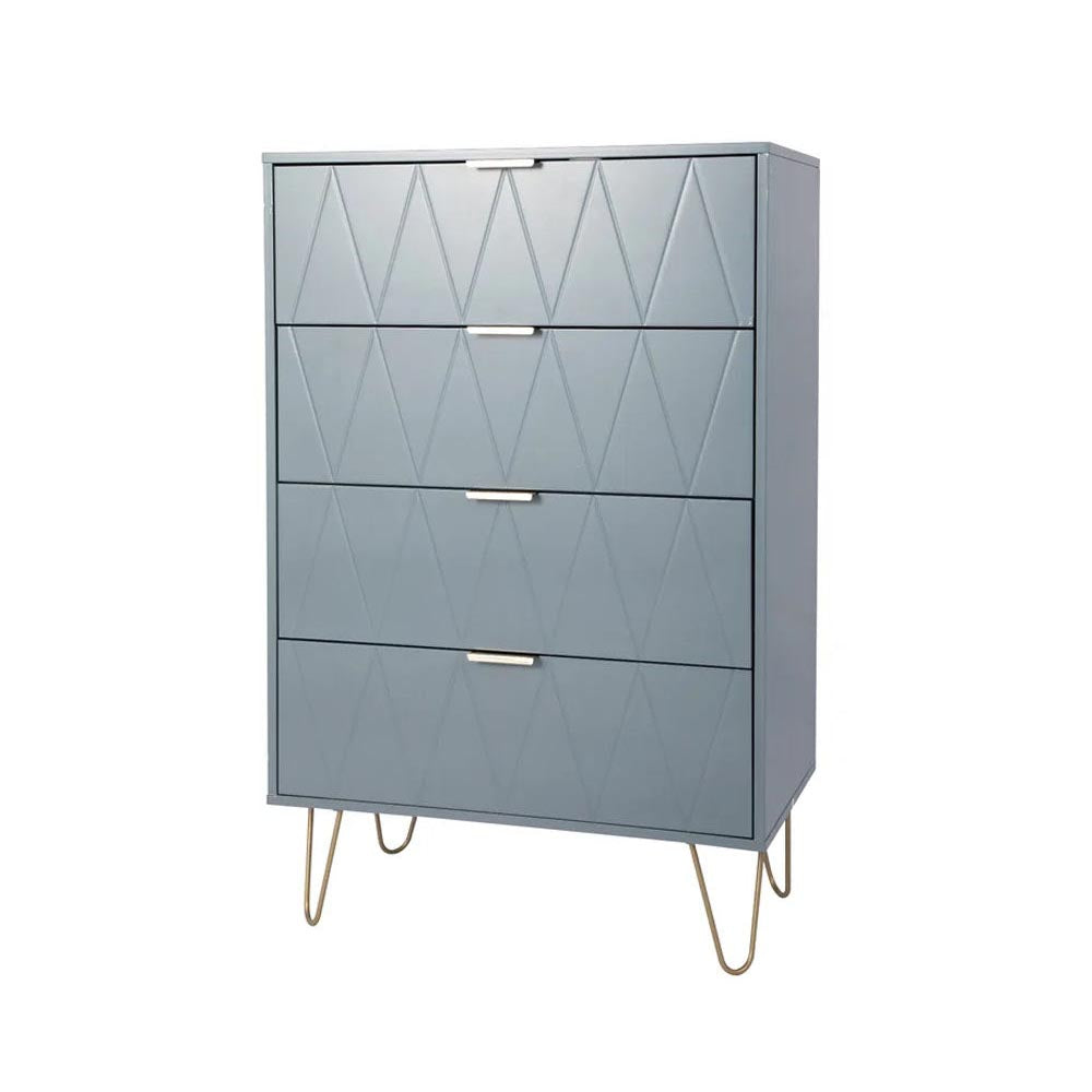 Sky blue tallboy chest of drawers in modern NZ bedroom