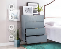 Thumbnail for Tallboy Chest of Drawers - 4 Drawer  Dressers for Bedroom  (Sky blue)