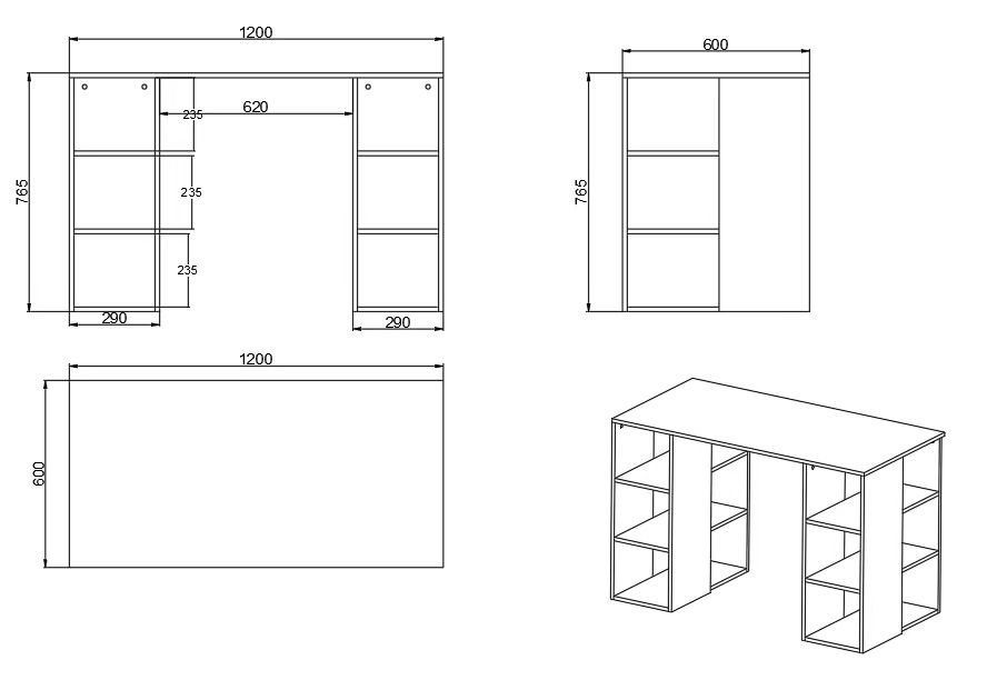 Computer Desk with Bookshelf Office Desk