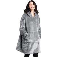 Thumbnail for Model wearing oversized blanket hoodie