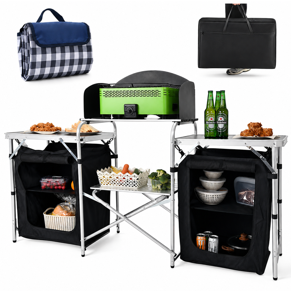 Camping Kitchen Table Portable Folding Camp Cook Table
