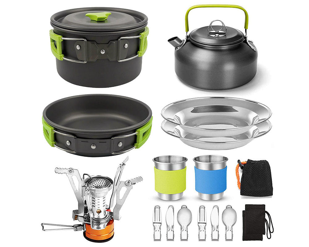 Camping cookware set utensils