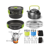 Thumbnail for Complete camping cookware set with teapot and lid