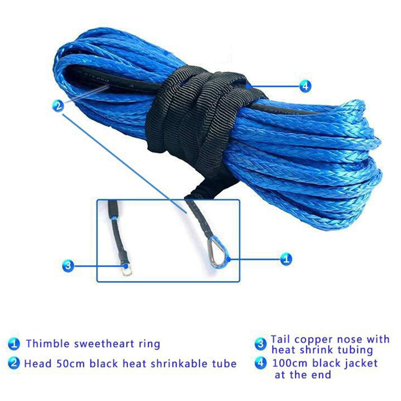 Winch rope attached to ATV winch hook