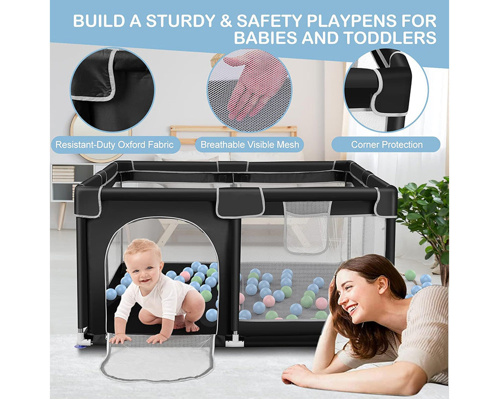 Baby playpen with safety gate