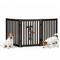 Thumbnail for Grey wooden pet safety gate with three panels