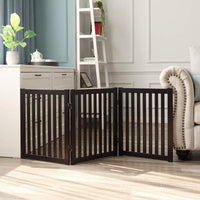 Thumbnail for Wooden Pet Safety Gate Barrier Portable Door 3 Panel Grey
