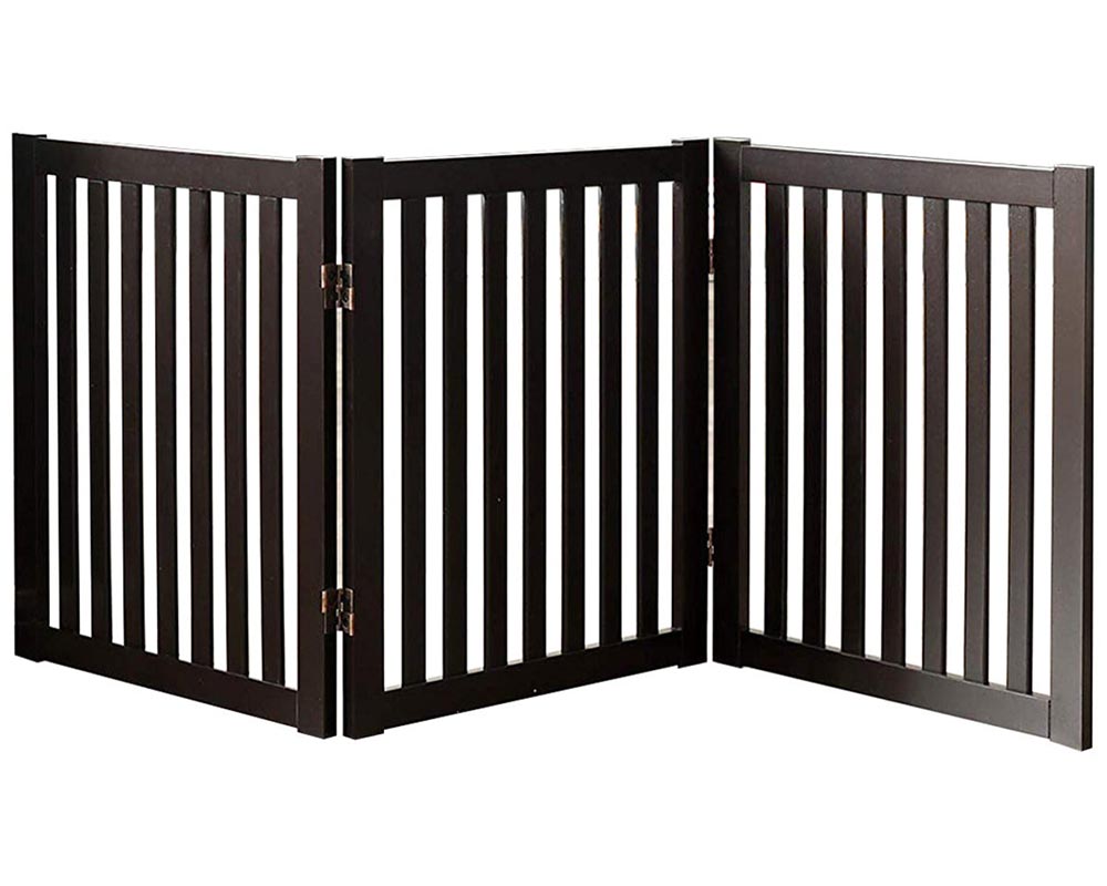 Wooden Pet Safety Gate Barrier Portable Door 3 Panel Grey