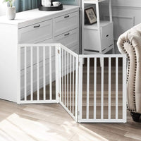 Thumbnail for Wooden Pet Safety Gate Barrier Portable Door 3 Panel White