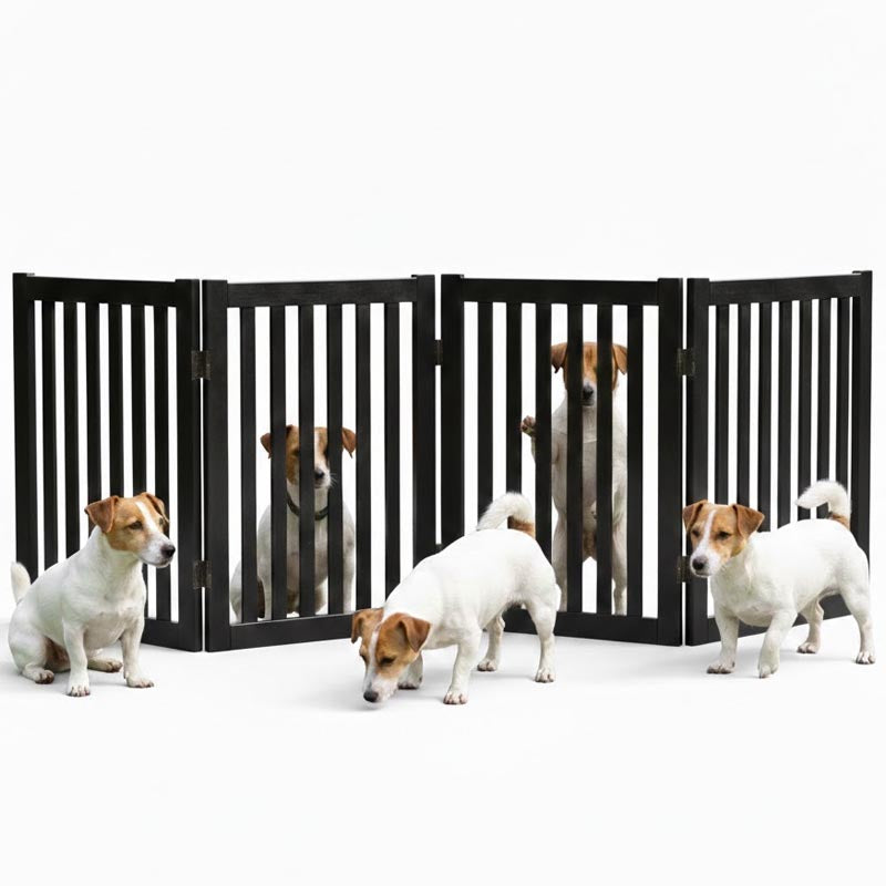 Grey folding pet gate for indoor safety
