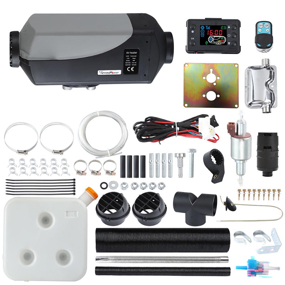 White plastic diesel heater with mounting screws